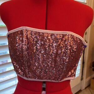 Victoria’s secret pink sequin bustier crop top